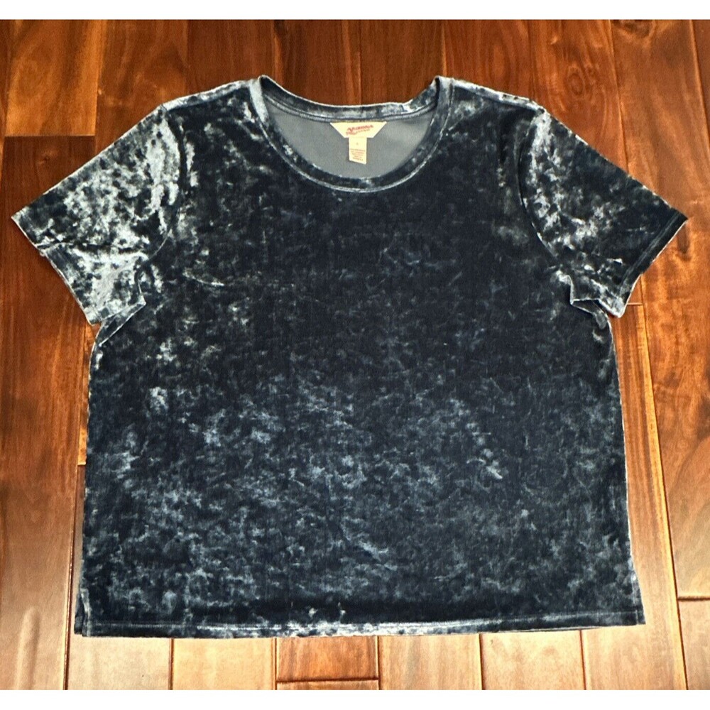 Crushed Blue Velvet Teen Youth Shirt Top Tween Girls Arizona Jeans Co L Large - Picture 1 of 7